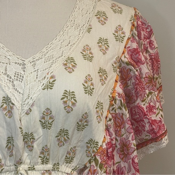 Angie Women's Border Print Dress Eggnog Small - Picture 3 of 7